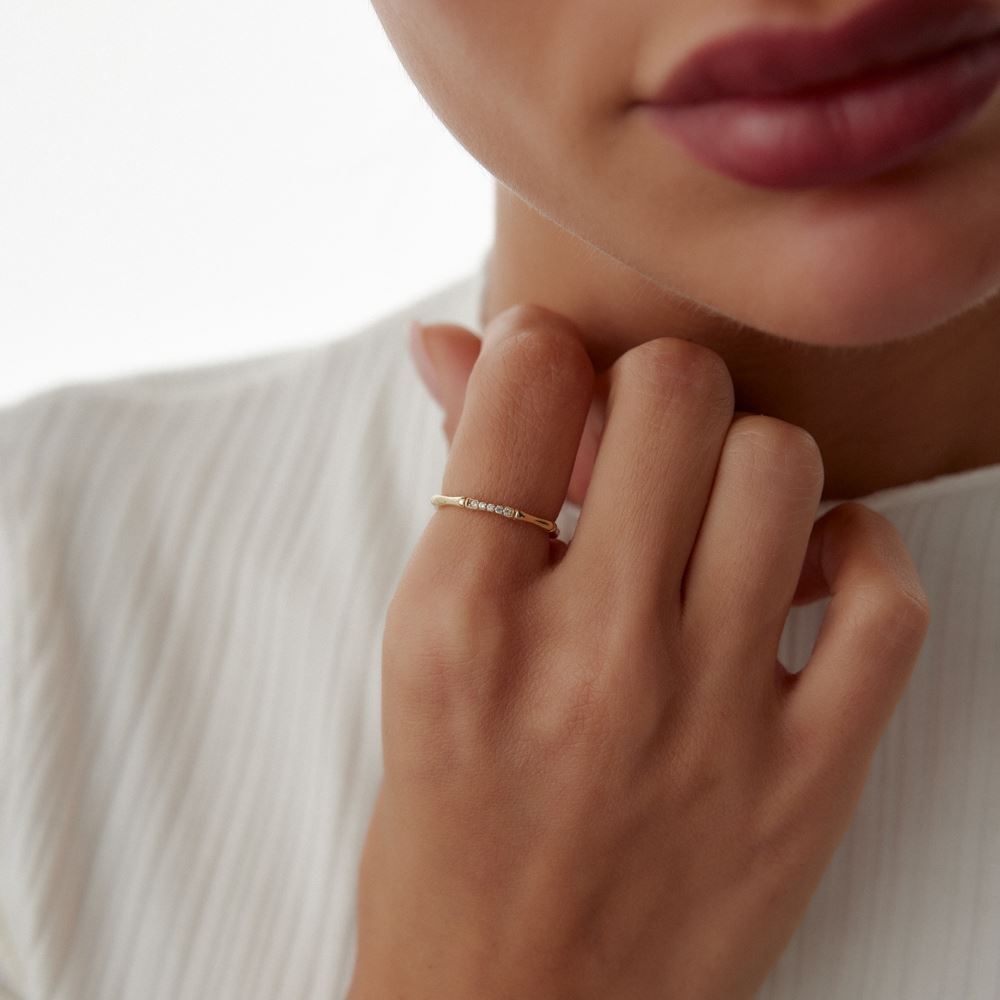 Kemik Tasarım Taşlı Yüzük