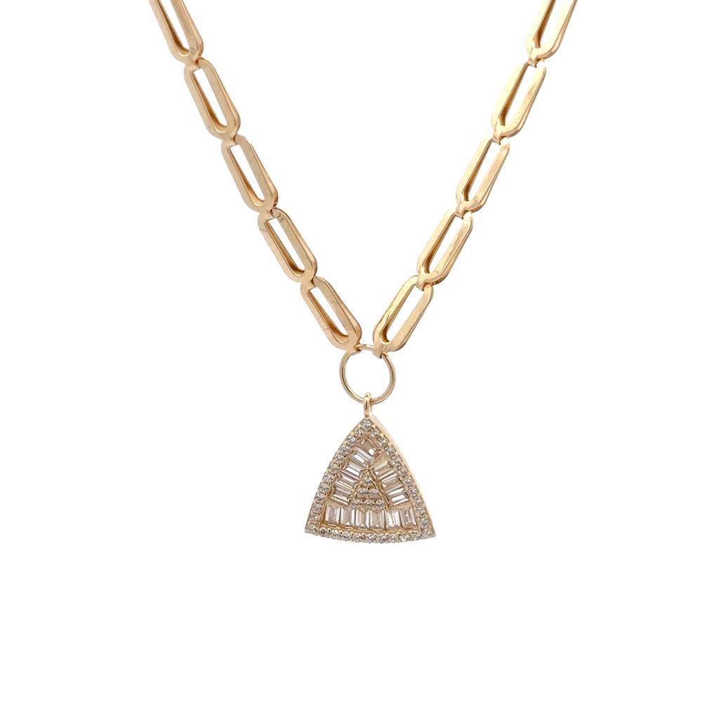Baget Taşlı Üçgen Tasarım Kolye