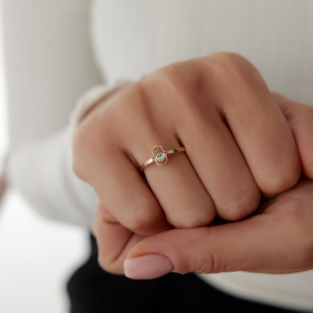 Göz Rabia Turkuaz Mineli Yüzük