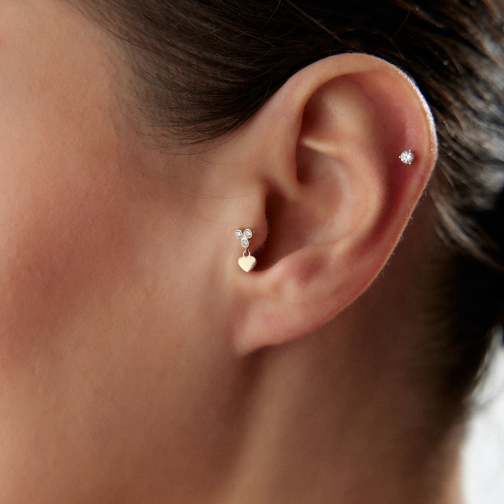 Kalp Damla Taşlı Piercing