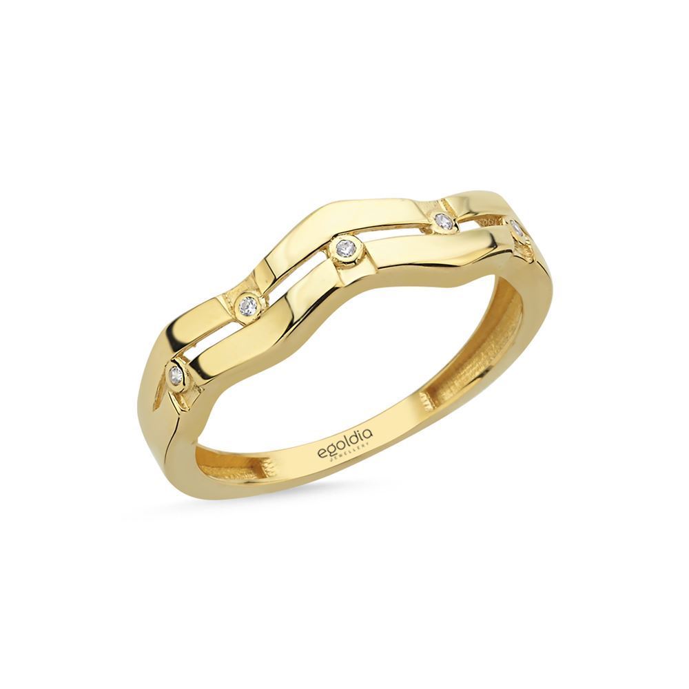 Dalga Tasarım Taşlı Yüzük