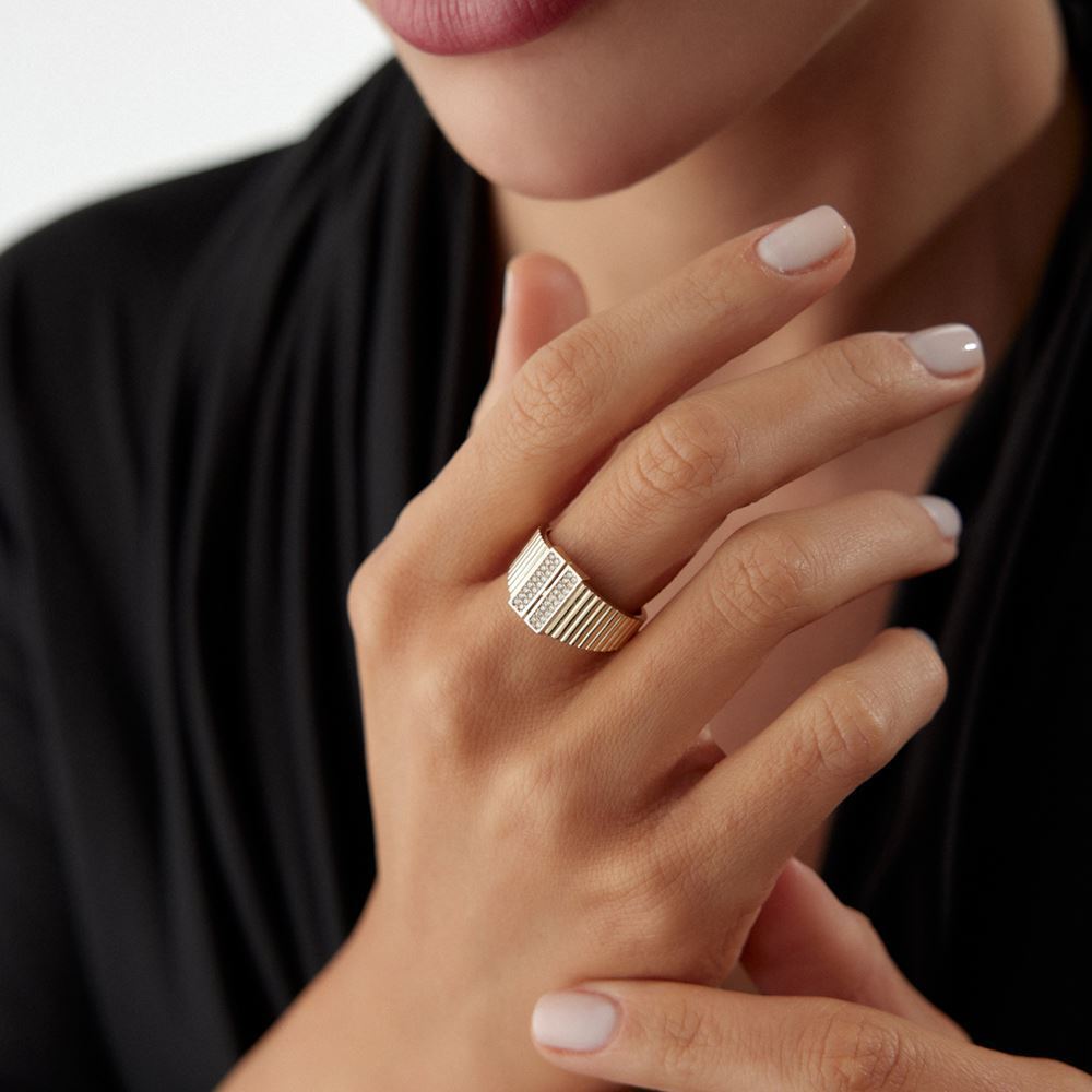 Çift T Taşlı Yüzük