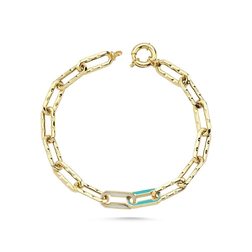 Mavi Beyaz Mineli Desenli Bileklik