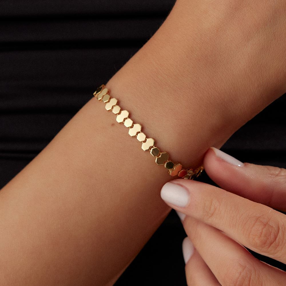 Kırmızı Beşgen Tasarım Bileklik