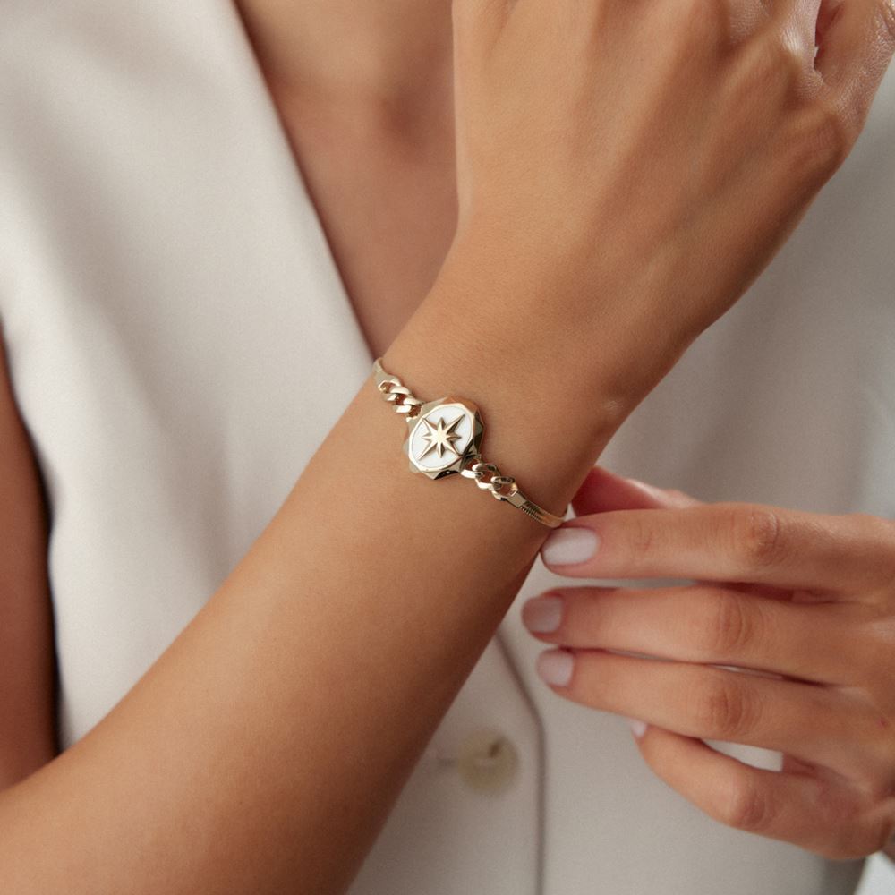 Kuzey Yıldız İtalyan Beyaz Mineli Bileklik