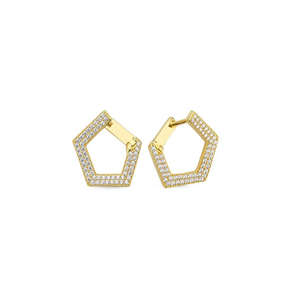 Beşgen Taşlı Küpe