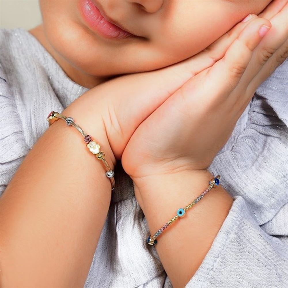 Anne Çocuk Mineli İkili Set Altın Bileklik