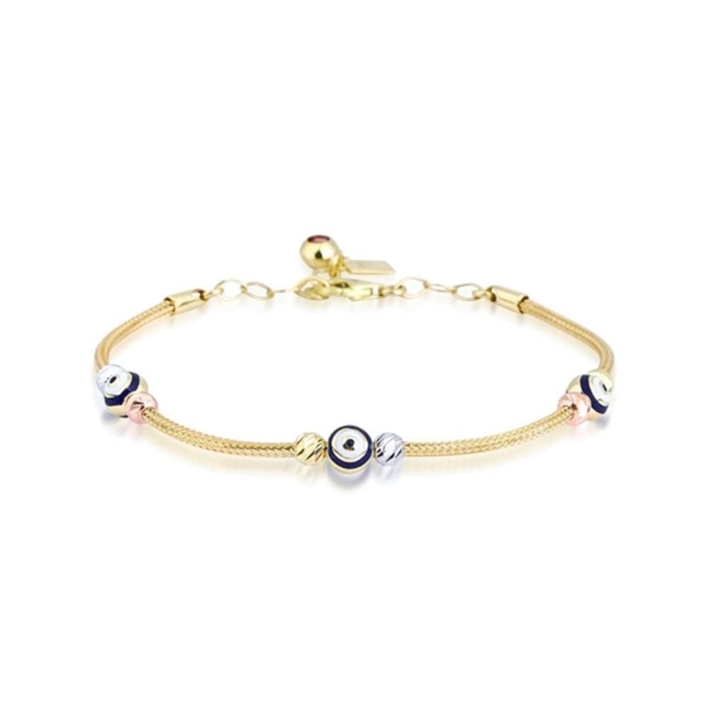 Anne Çocuk Nazar Boncuklu  İkili Set Altın Bileklik