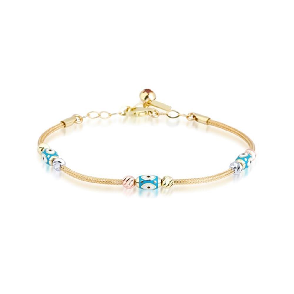 Anne Çocuk Nazar Boncuklu  İkili Set Altın Bileklik