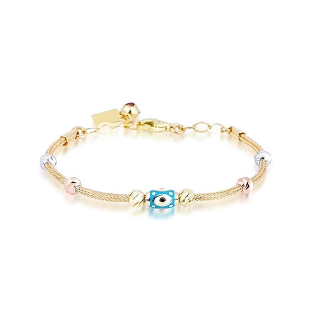 Anne Çocuk Nazar Boncuklu  İkili Set Altın Bileklik