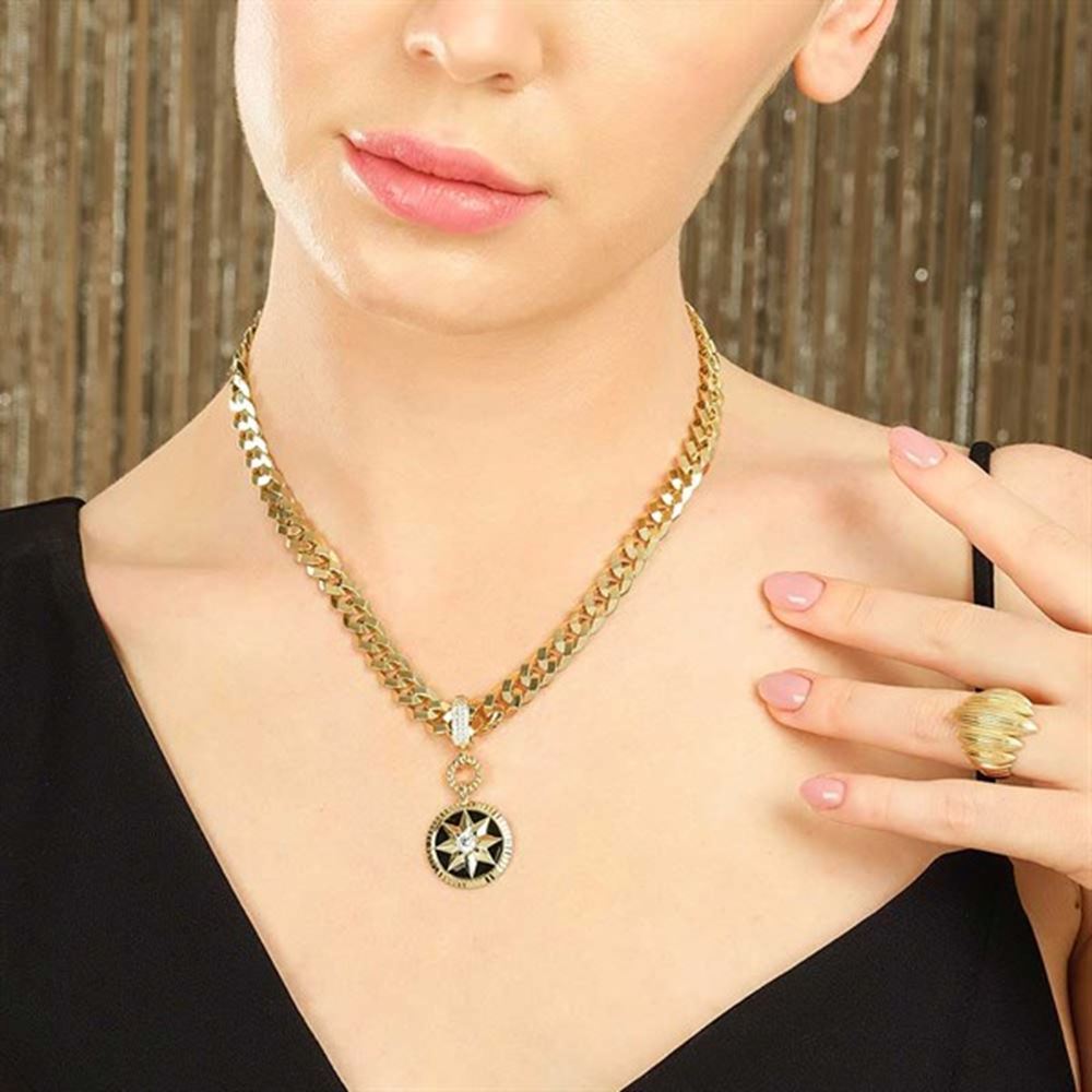 Siyah Taşlı Yıldız Kolye Ucu Charm