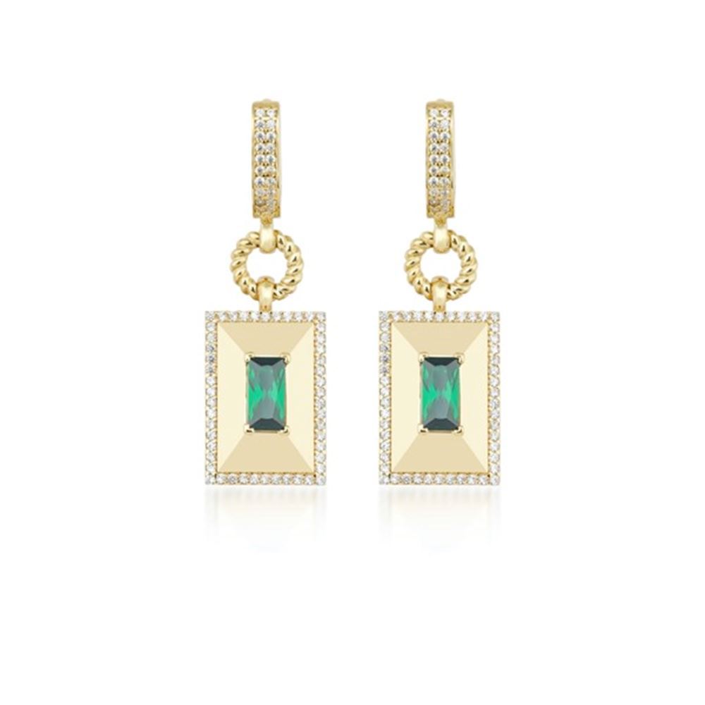 Zümrüt Taşlı Küpe