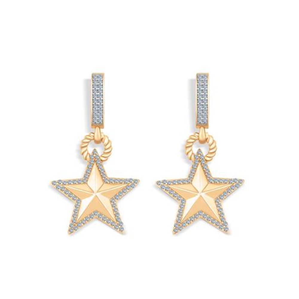 Taşlı Yıldız Altın Küpe