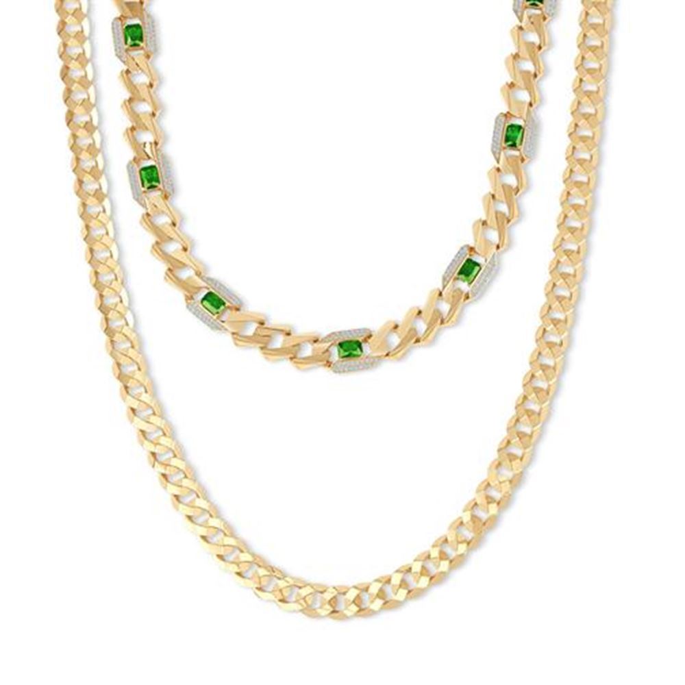 İki Sıra Zümrüt Taşlı Gurmet Zincir