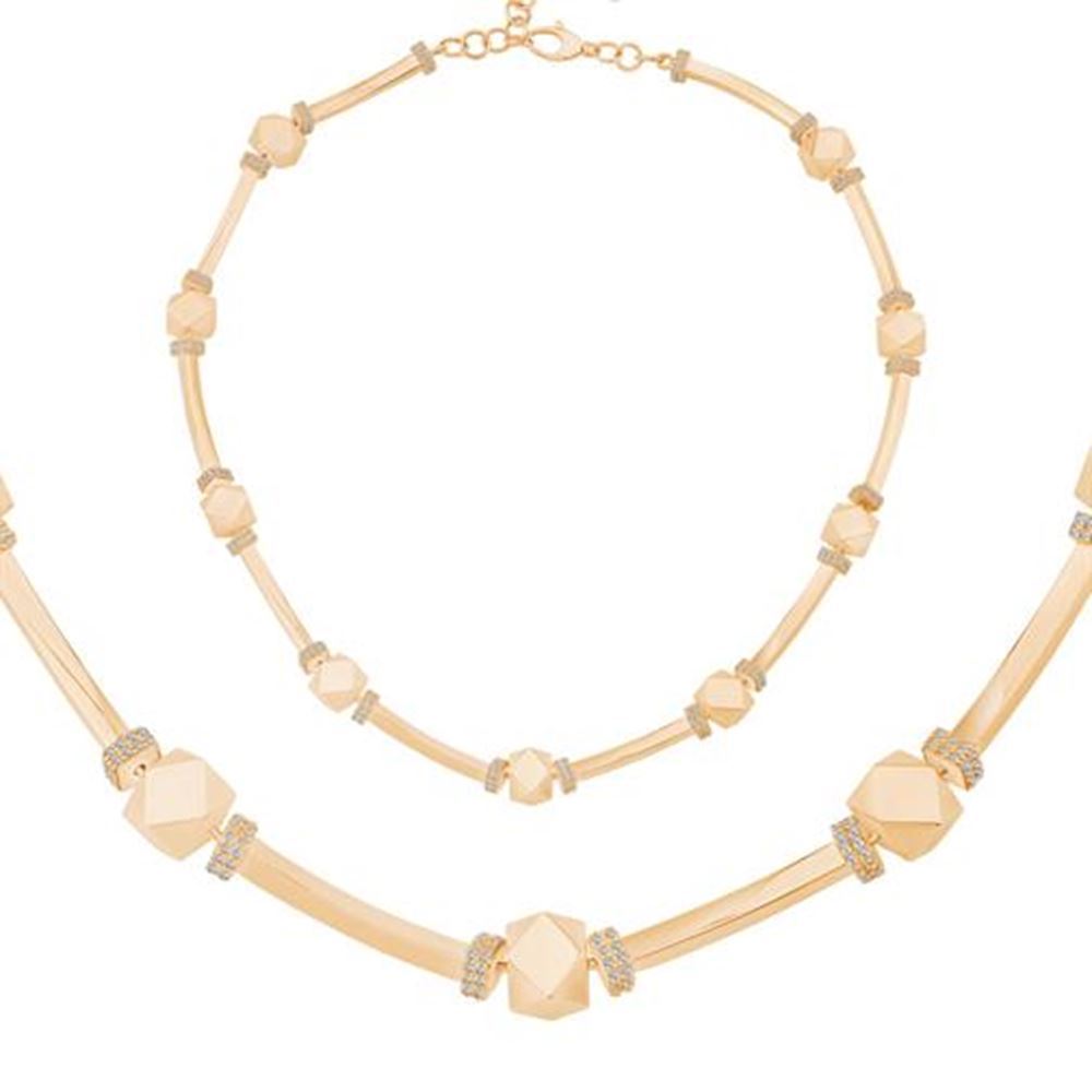 Geometrik Taşlı Altın Set