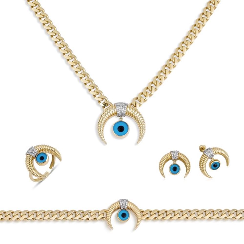 İtalyan Tasarım Yeşil Taşlı Altın Bileklik