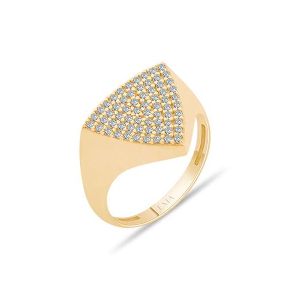 Üçgen Formlu Taşlı Yüzük