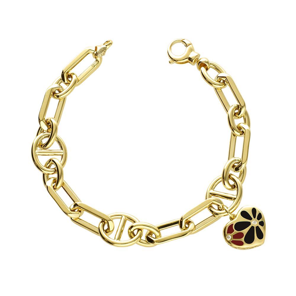 Kırmızı-Siyah Mineli Kalpli Eterna Bileklik