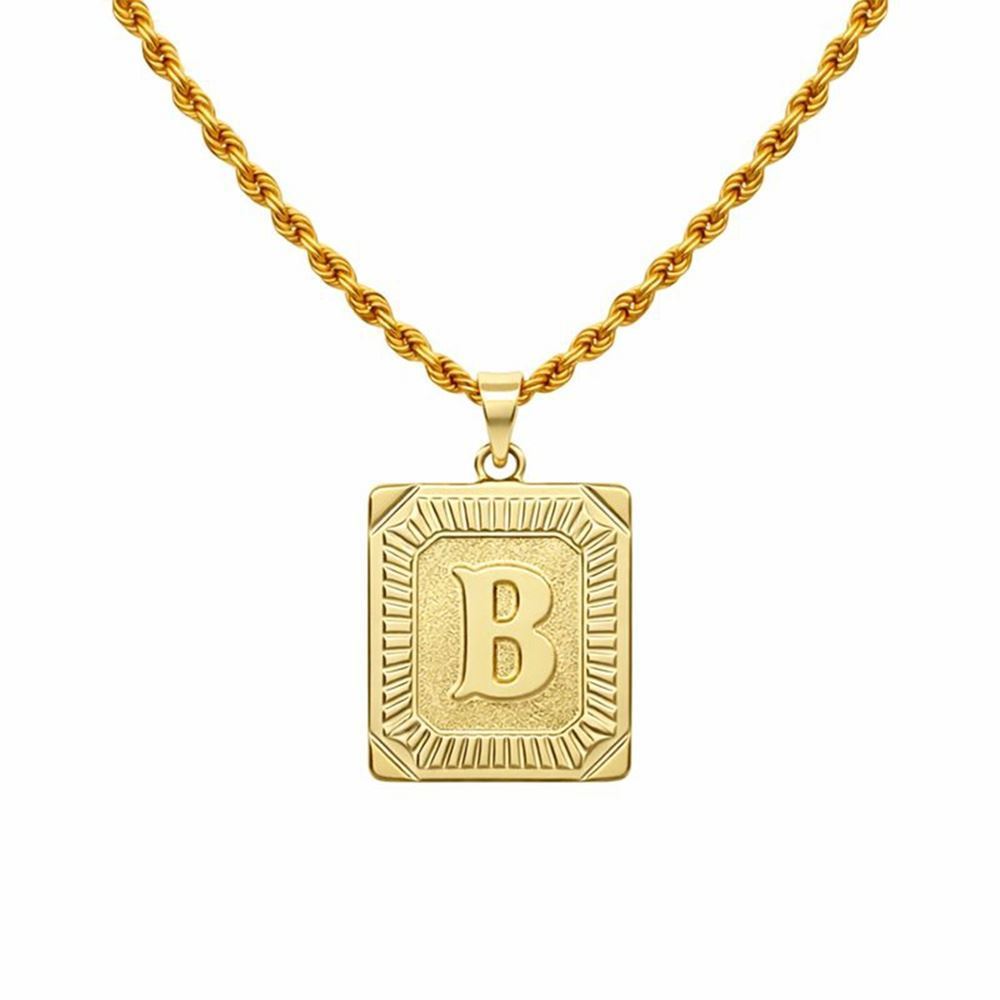 Plaka Kare Model Altın Harf Kolye Ucu – Minimal Şık Tasarım (2,2 × 1,60 cm – 0,05 mm)