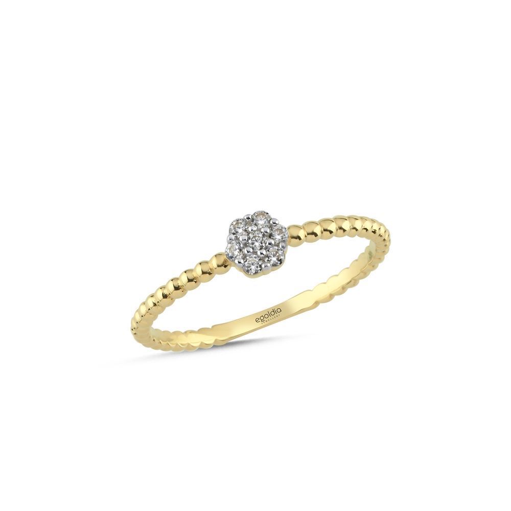 Altıgen Mokta Tasarım Taşlı Yüzük