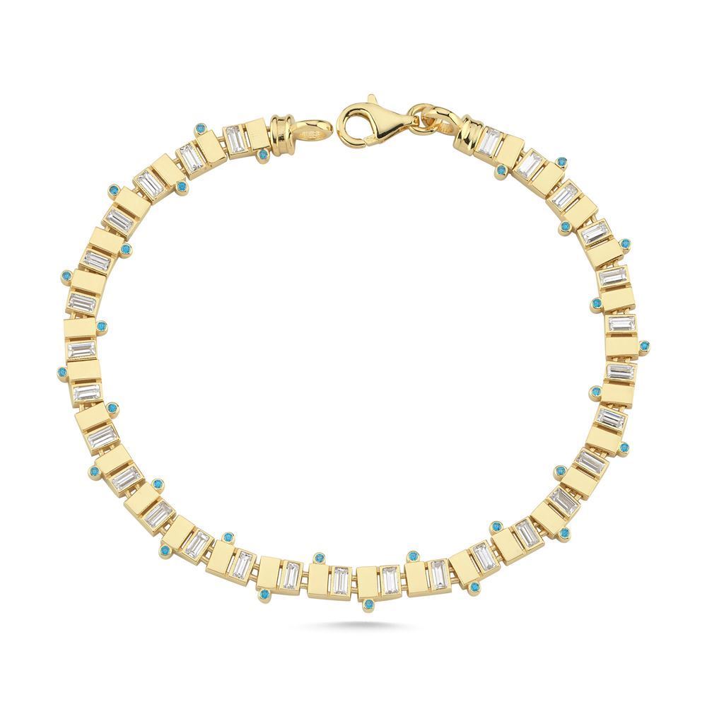 Kare Baget Taşlı Nokta Yeşil Taşlı Bileklik