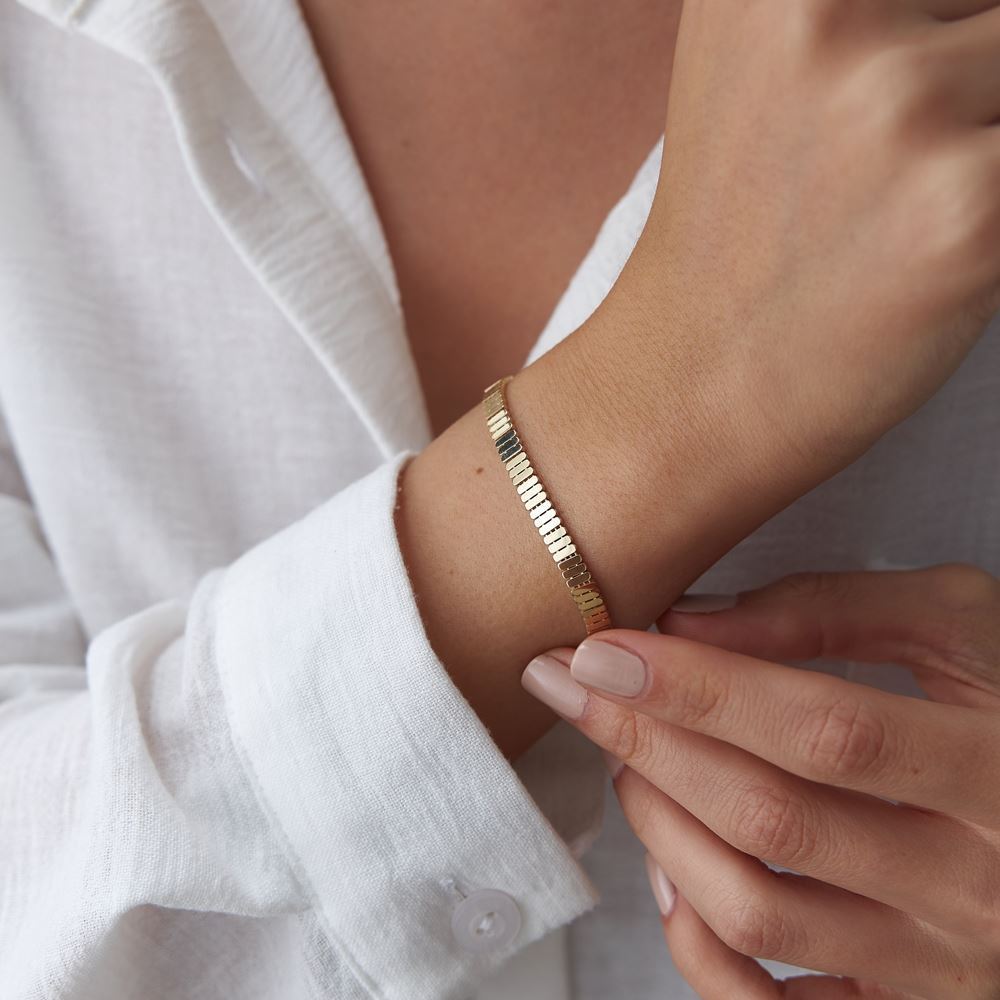 İtalyan Sıralı Balıksırtı Altın Bileklik