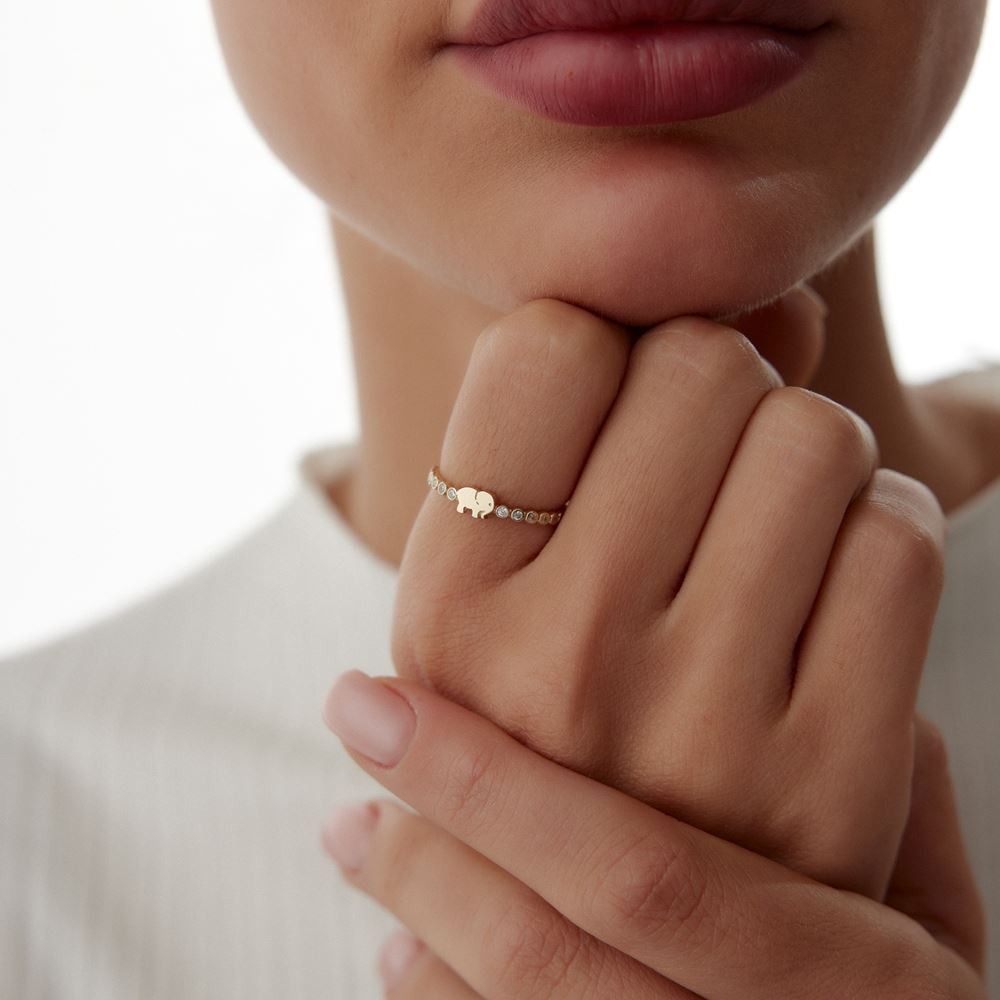 Fil Nokta Taşlı Yüzük