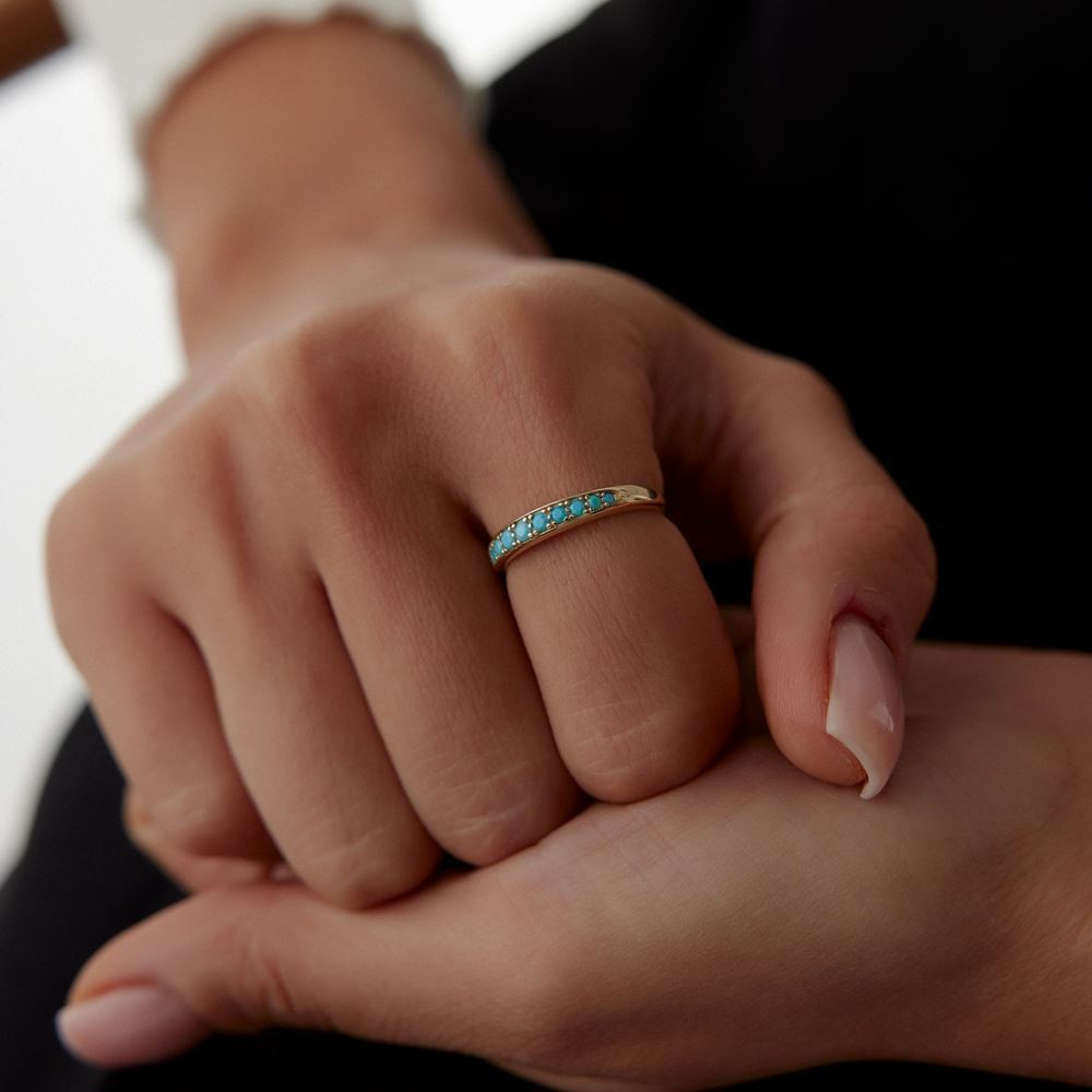 Firuze Sıra Taşlı Yüzük