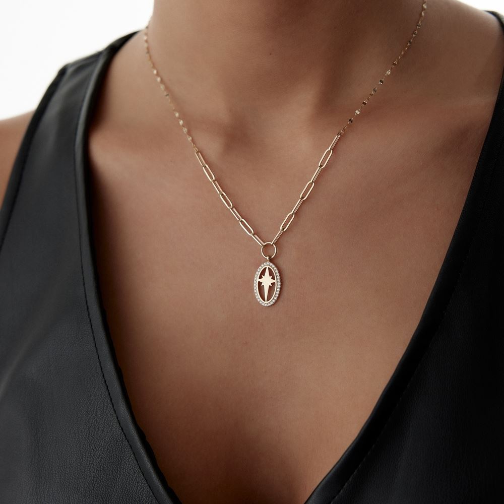 Kutup Yıldız Taşlı Kolye