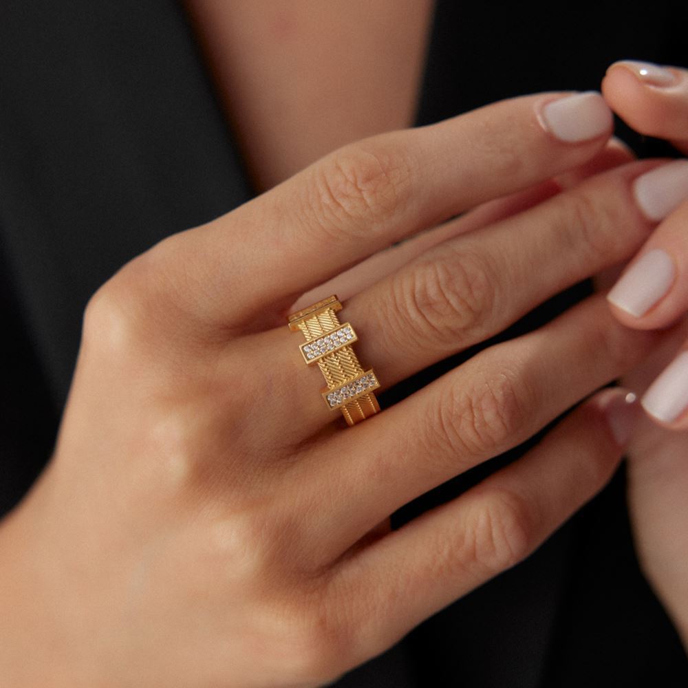 Dikdörtgen Taşlı Kalze Yüzük