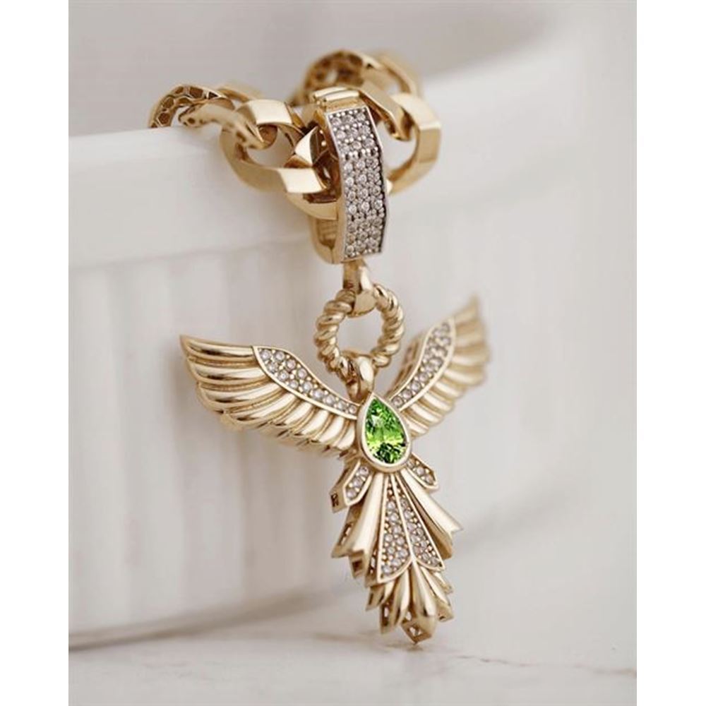 Zümrüt Taşlı Anka Kuşu Charm