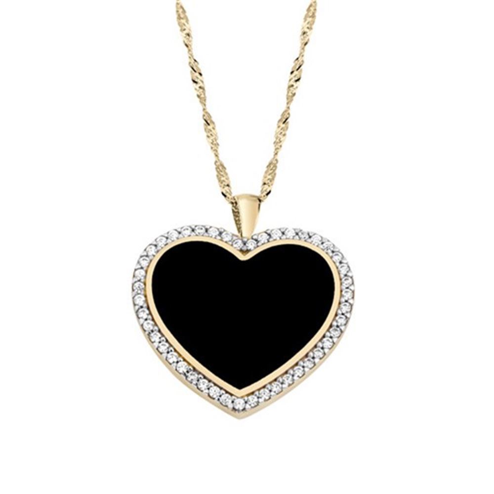 Siyah Kalp Altın Kolye