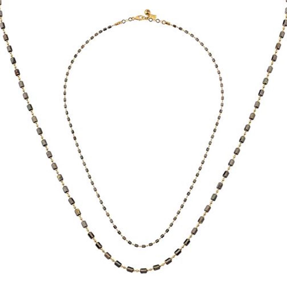 Siyah Silindir Altın Kolye