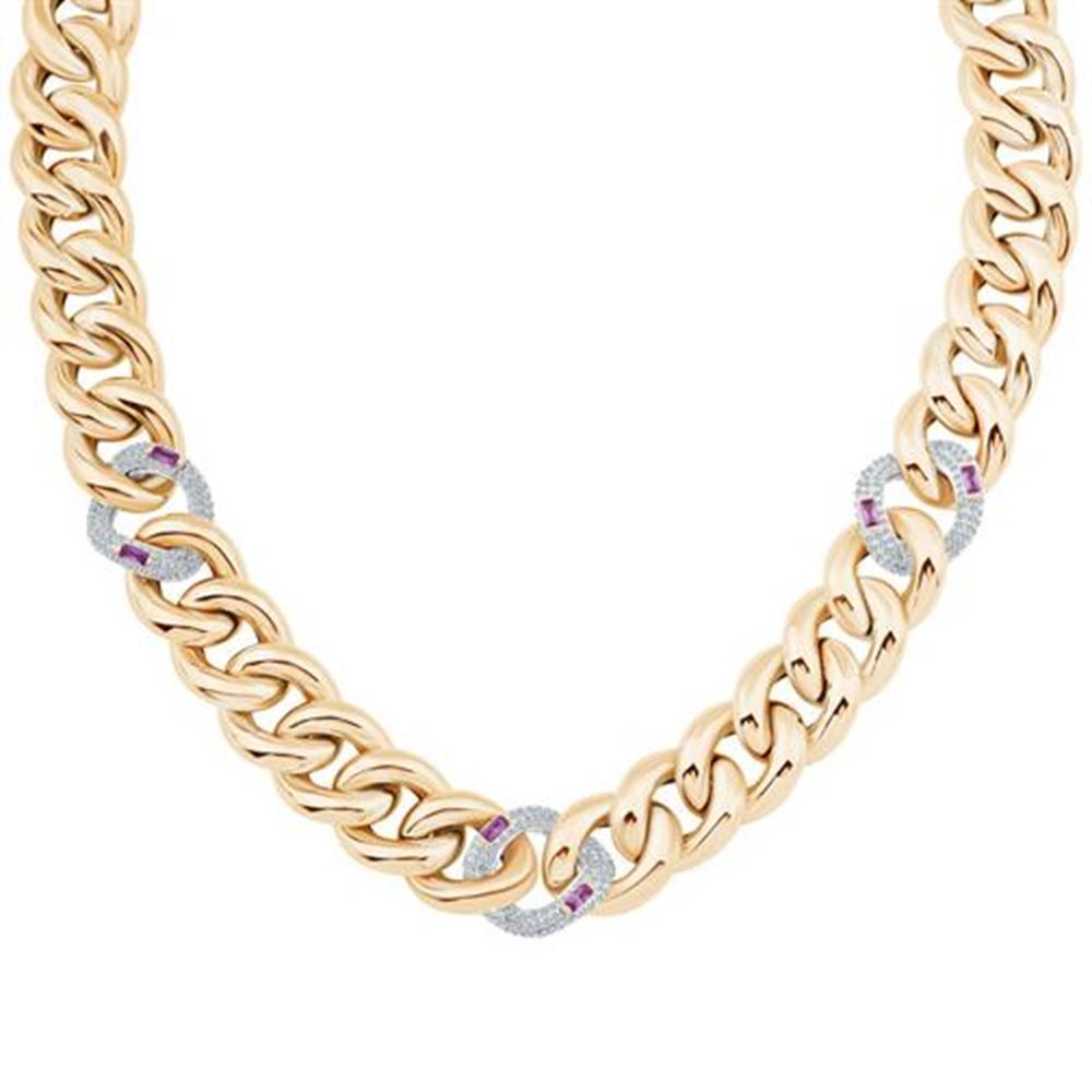 Burgulu Pembe Taşlı Zincir Kolye