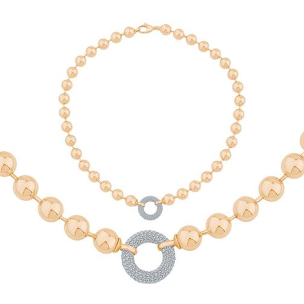 Taşlı Halka Top Top Zincir Kolye