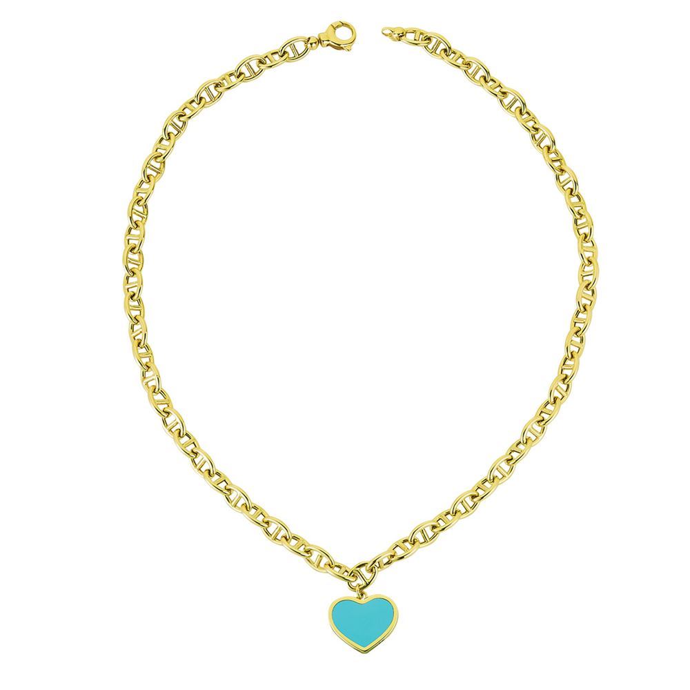 Altın Mavi Mineli Kolye