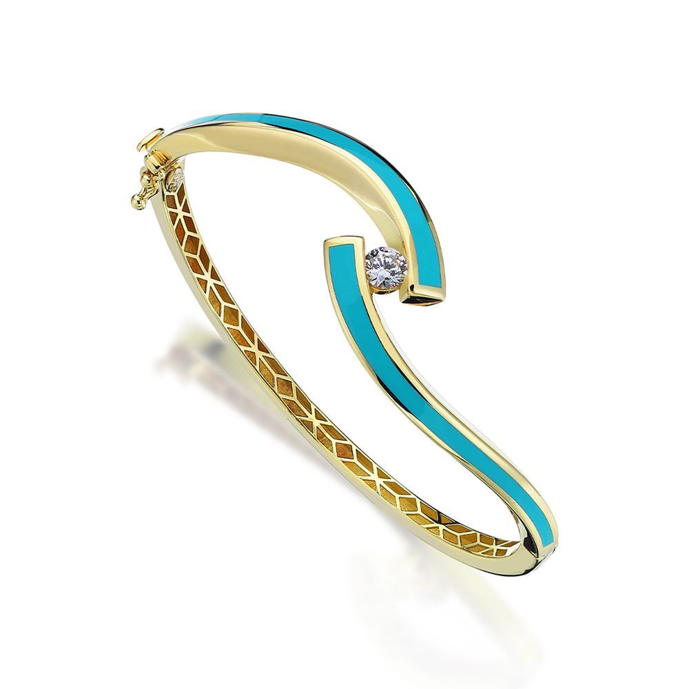 Sarı Altın Beyaz Fosfor Mineli Kelepçe Bilezik