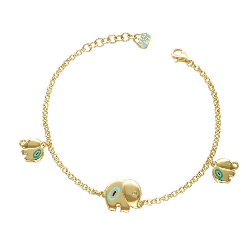Sarı Altın Mineli Fil Fortuna Bileklik